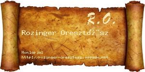 Rozinger Oresztész névjegykártya